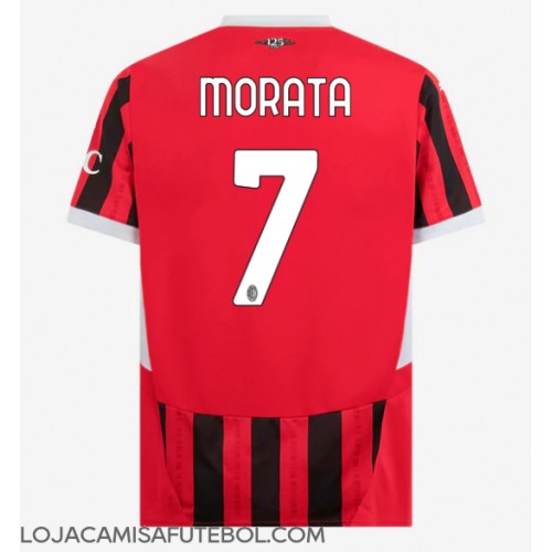 Camisa de Futebol AC Milan Alvaro Morata #7 Equipamento Principal 2024-25 Manga Curta